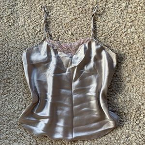 Vintage Montelle Silvery Pink Satin Cami Slip Tank Top Blouse